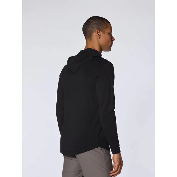Cuts Clothing Men's Hoodie Curve Hem Signature Fit Long Sleeve Shirt - Black - Picture 3 of 8